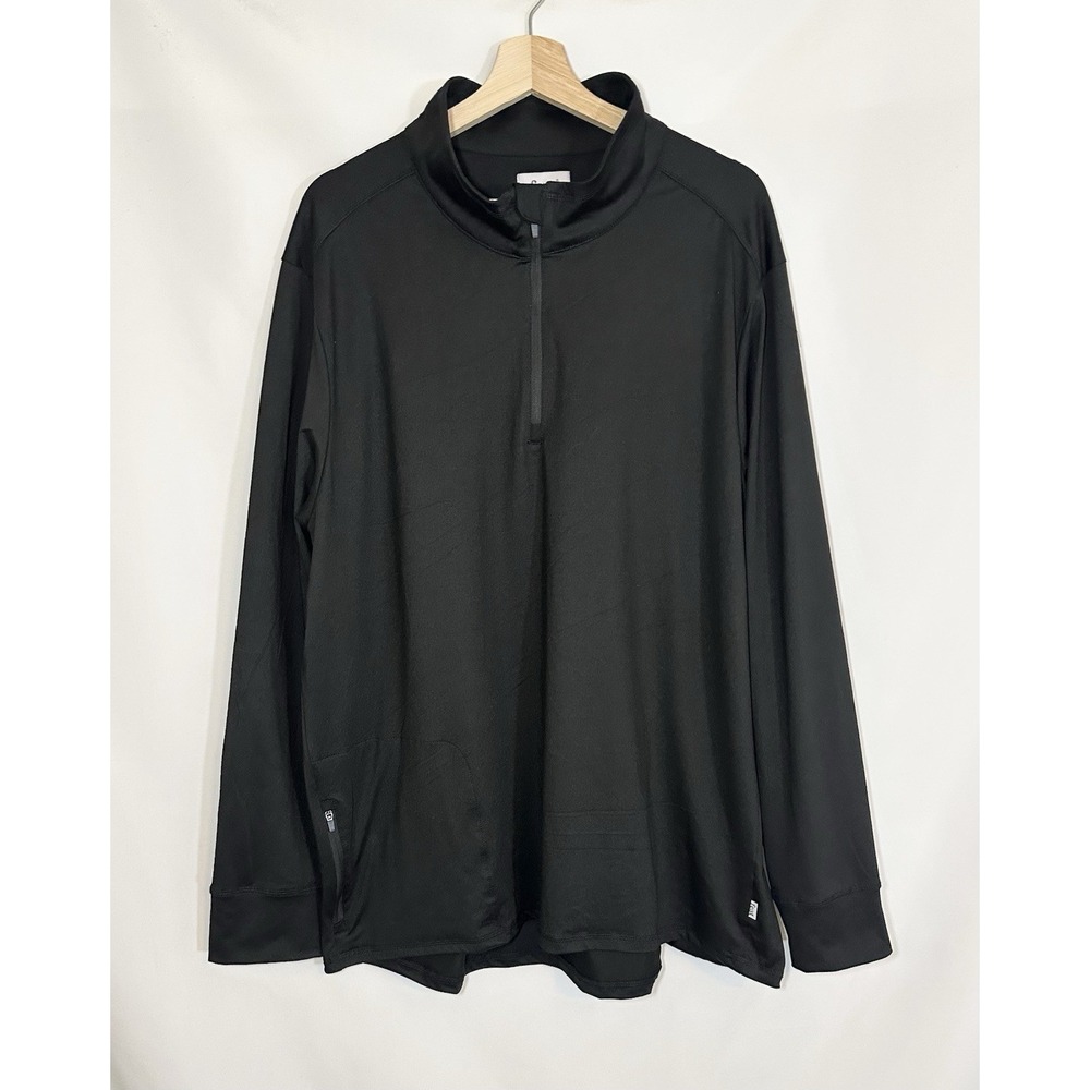 FEAT Unisex XXL Standard Quarter Zip Black Long Sleeve Lightweight Pullover